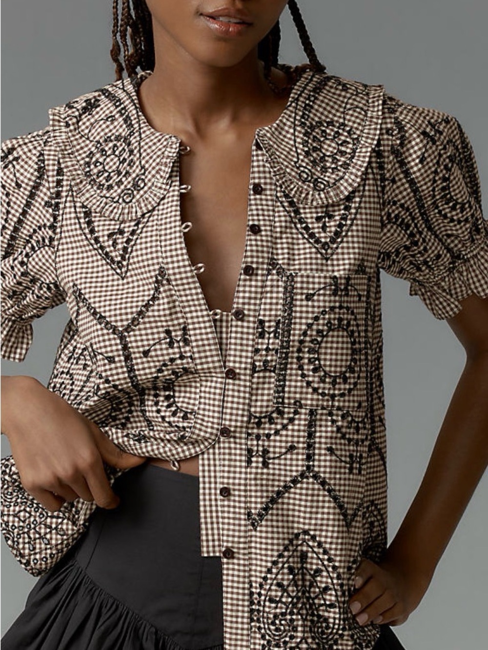 Pilcro Keira Collard Button Front Blouse